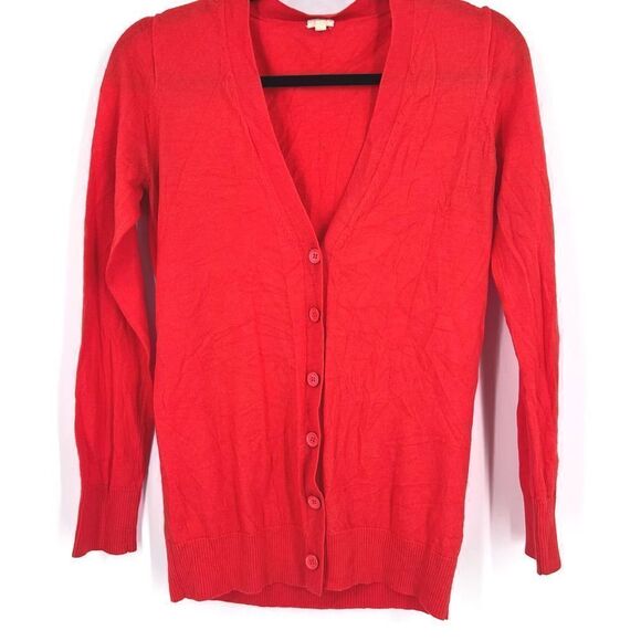 J.‎ Crew Blood Orange Merino Wool Cardigan  small button down - Picture 1 of 8